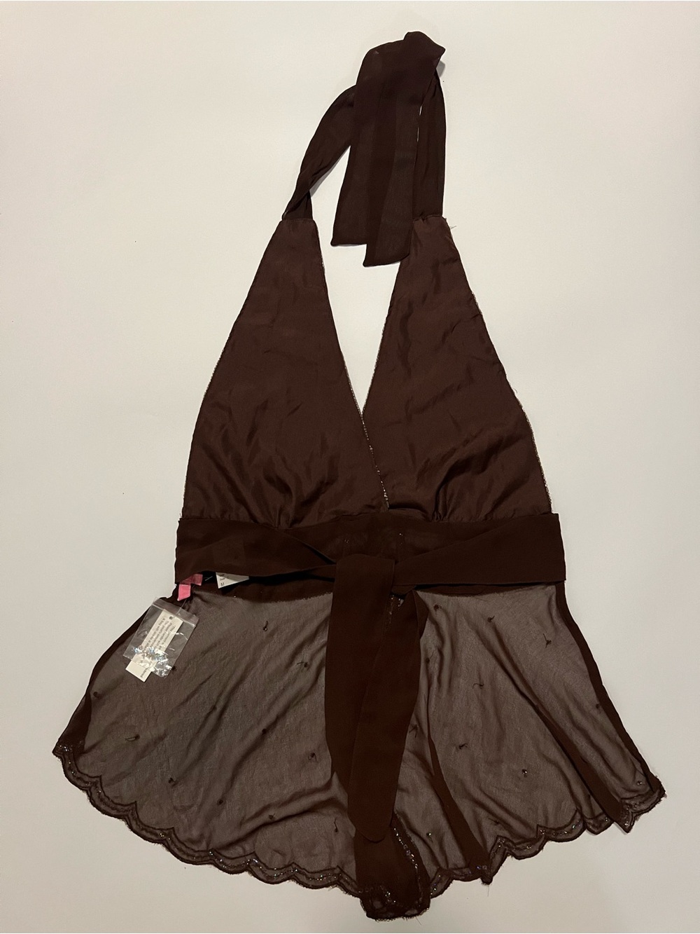 NWT Y2K Fairycore Brown Beaded Halter Top - Picture 2 of 3